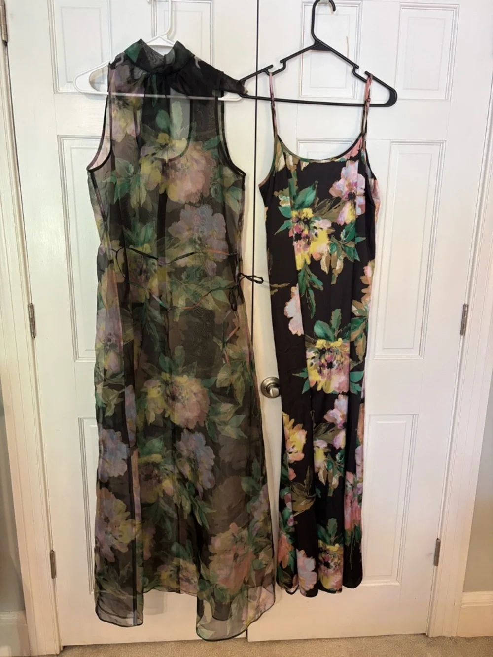 julia jordan Black Sheer Floral Maxi Dress with Green and Pink Accents - Picture 8 of 10